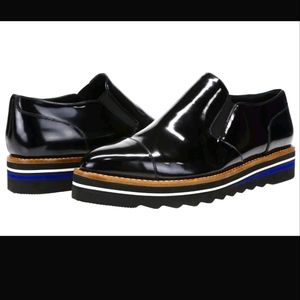 Vince 'Alona' black patent leather slip on almond toe oxfords - 36